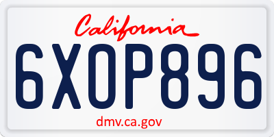 CA license plate 6XOP896