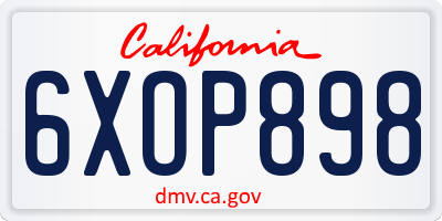 CA license plate 6XOP898