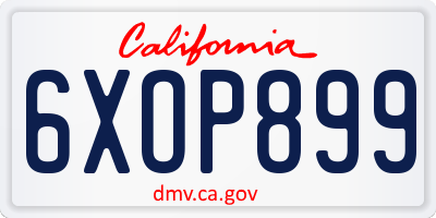 CA license plate 6XOP899