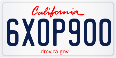 CA license plate 6XOP900