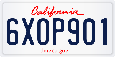 CA license plate 6XOP901