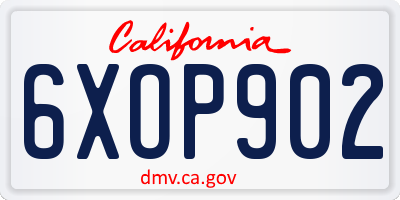CA license plate 6XOP902