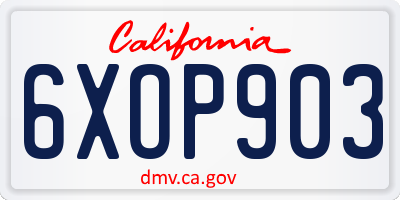 CA license plate 6XOP903