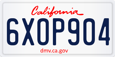 CA license plate 6XOP904