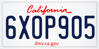CA license plate 6XOP905