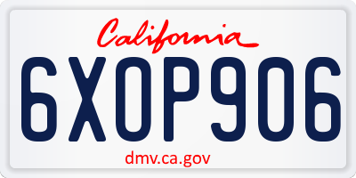 CA license plate 6XOP906