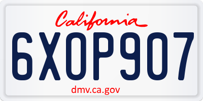 CA license plate 6XOP907