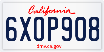 CA license plate 6XOP908