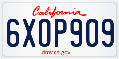 CA license plate 6XOP909