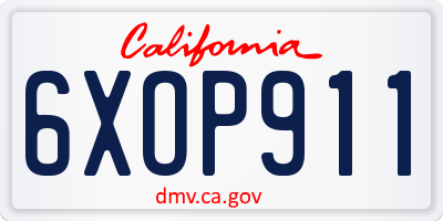 CA license plate 6XOP911