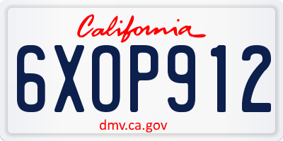 CA license plate 6XOP912