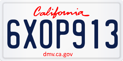 CA license plate 6XOP913