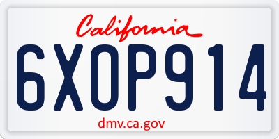 CA license plate 6XOP914