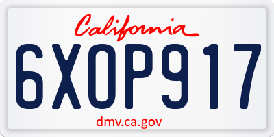 CA license plate 6XOP917
