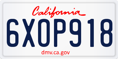 CA license plate 6XOP918