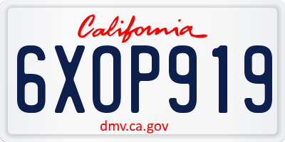 CA license plate 6XOP919