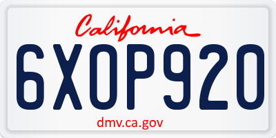 CA license plate 6XOP920