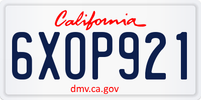 CA license plate 6XOP921