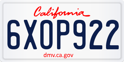 CA license plate 6XOP922