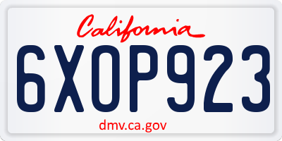 CA license plate 6XOP923