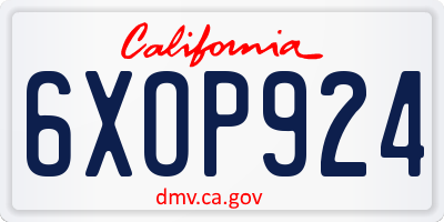 CA license plate 6XOP924