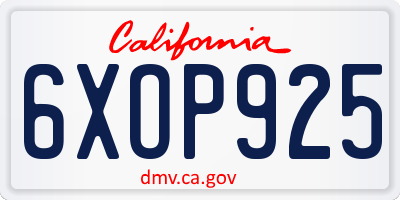 CA license plate 6XOP925