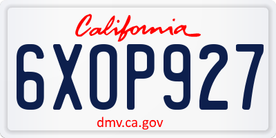 CA license plate 6XOP927