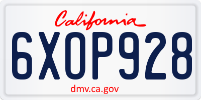 CA license plate 6XOP928