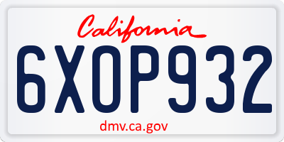 CA license plate 6XOP932