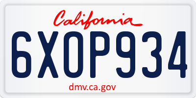 CA license plate 6XOP934