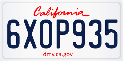 CA license plate 6XOP935