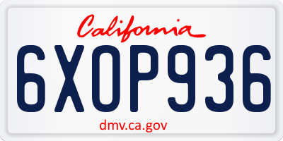 CA license plate 6XOP936