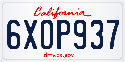 CA license plate 6XOP937