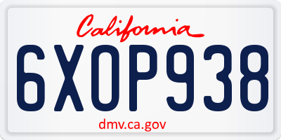 CA license plate 6XOP938