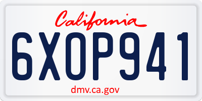 CA license plate 6XOP941
