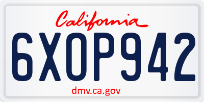CA license plate 6XOP942