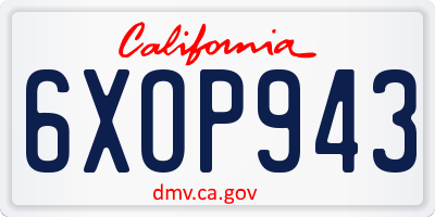CA license plate 6XOP943