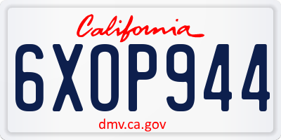 CA license plate 6XOP944