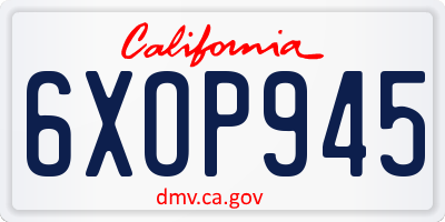 CA license plate 6XOP945