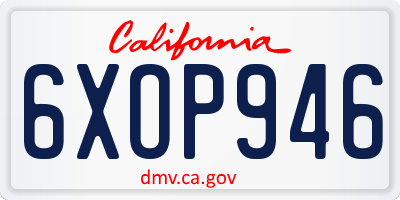 CA license plate 6XOP946