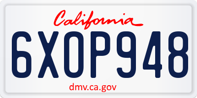 CA license plate 6XOP948