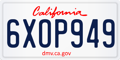 CA license plate 6XOP949