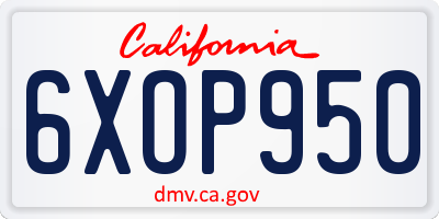 CA license plate 6XOP950