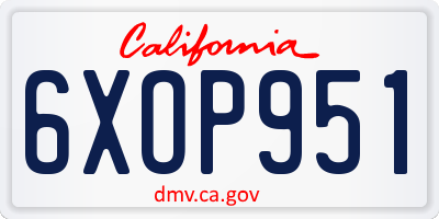 CA license plate 6XOP951