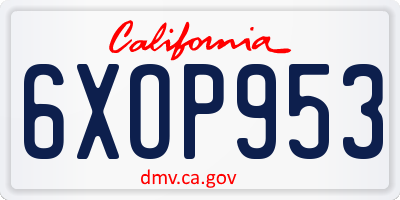CA license plate 6XOP953