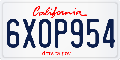 CA license plate 6XOP954