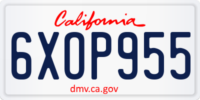 CA license plate 6XOP955