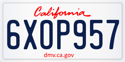 CA license plate 6XOP957