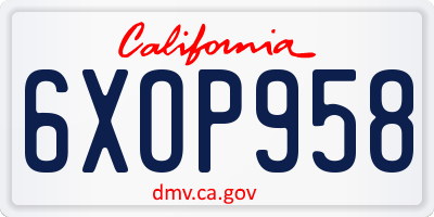 CA license plate 6XOP958