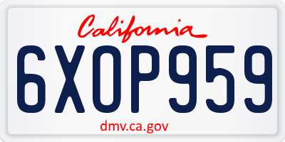 CA license plate 6XOP959